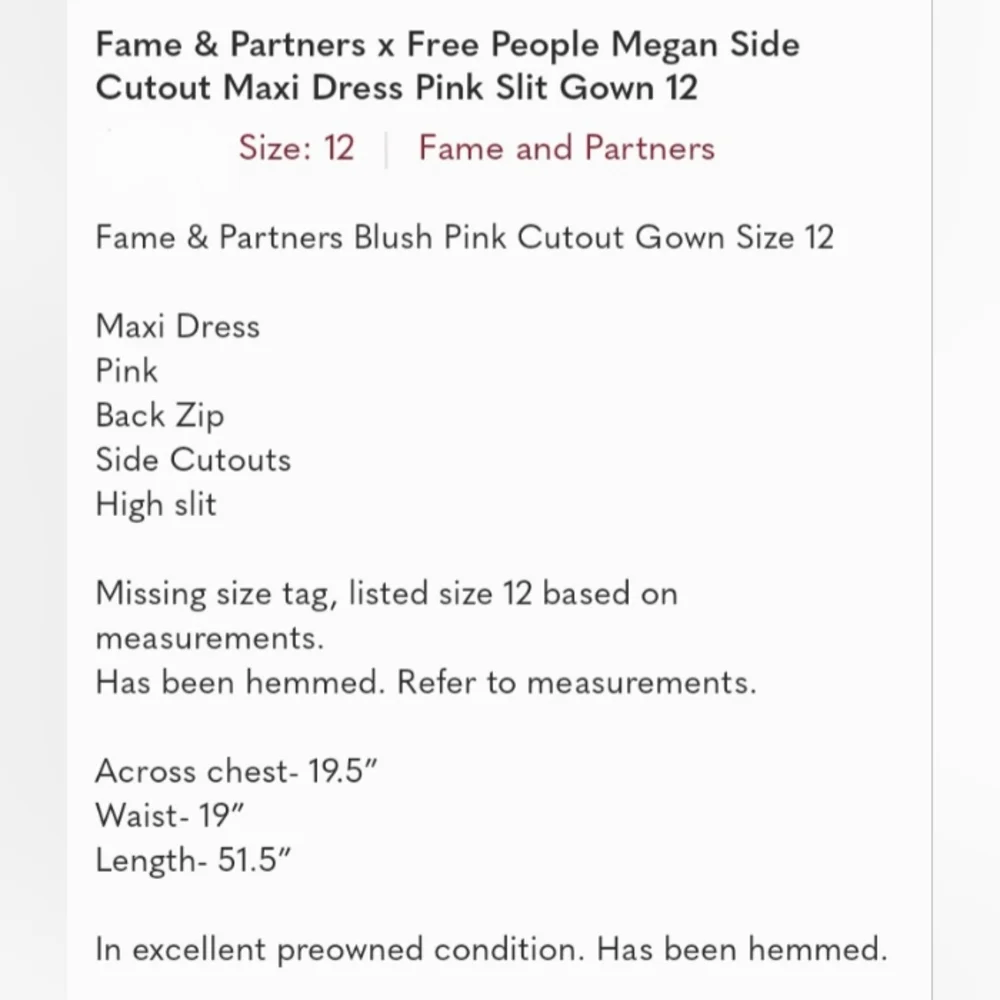 Fame & Partners x Free People 12 Megan Side Cutout Maxi Dress Gown Blush Pink - Picture 6 of 16